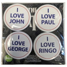 The Beatles - I Love 4 Pack Large Button Badge Pack