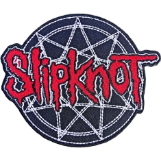 Slipknot - Red Logo Over Nonagram Woven Patch