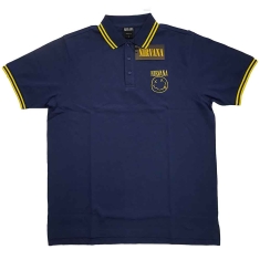 Nirvana - Yellow Smiley Uni Navy Piké: 