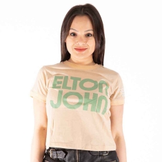 Elton John - Retro Text Ringer Lady Sand Crop Top: 