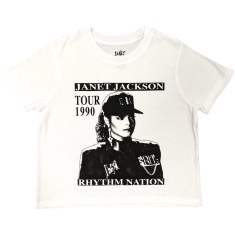 Janet Jackson - Rhythm Nation Uni Wht Crop Top: 