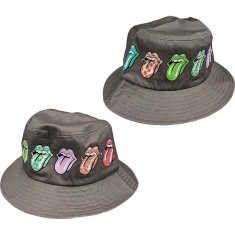 Rolling Stones - Multi Tongue Pattern Grey Bucket Hat