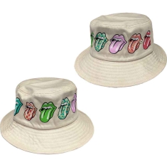 Rolling Stones - Multi Tongue Pattern Natrl Bucket Hat