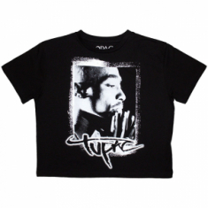 Tupac - Tupac Spray Photo Lady Bl Crop Top