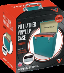 Vinyl Tonic - Pu Leather Lp Case Turquoise Incl Cloth & Brush Set