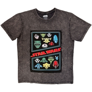 Star Wars - Alien Heads Stone Wash Uni Char T-Shirt