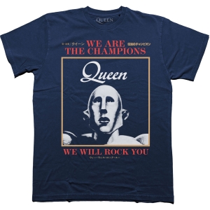 Queen - We Are The Champions We Will Rock You Uni Navy T-Shirt