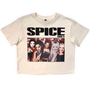 Spice Girls - Collage Stone Wash Lady Wht Crop Top