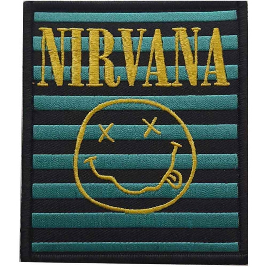 Nirvana - Logo & Smiley Stripes Woven Patch