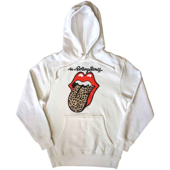 Rolling Stones - Leopard Tongue Uni Wht Hoodie 