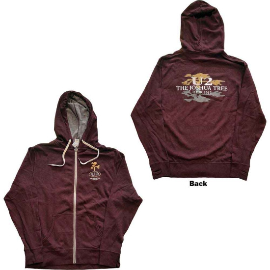 U2 - Joshua Tree 2017 Maroon Zip Hoodie 