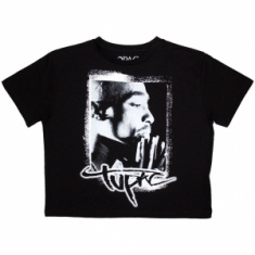 Tupac - Tupac Spray Photo Lady Bl Crop Top