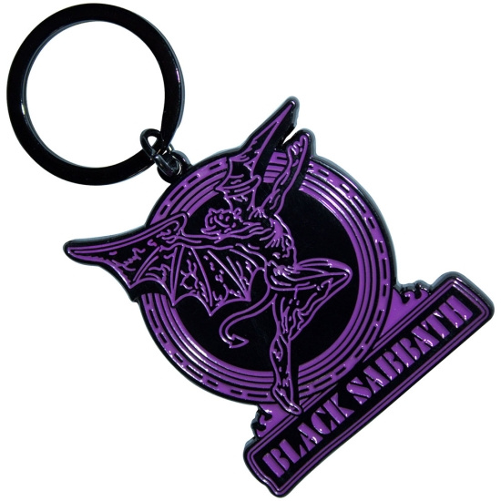 Black Sabbath - Purple Text Logo & Daemon Keychain