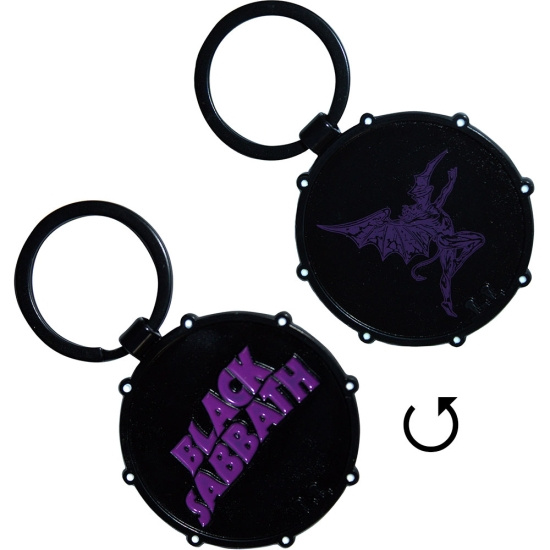 Black Sabbath - Wavy Logo & Daemon Drum Double-Sided Keychain