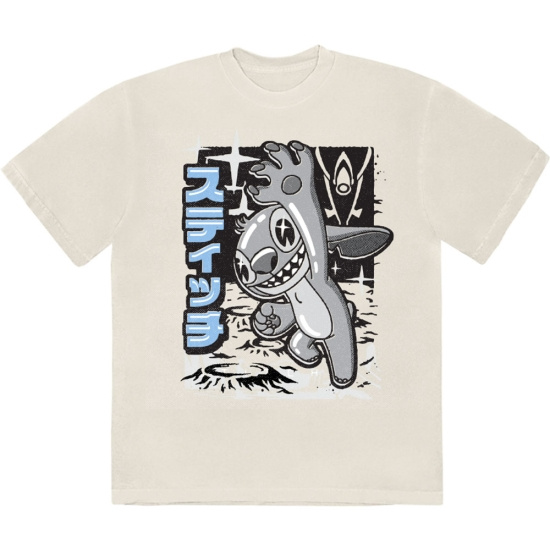 Disney - Stitch Jump B&W Uni Natrl T-Shirt