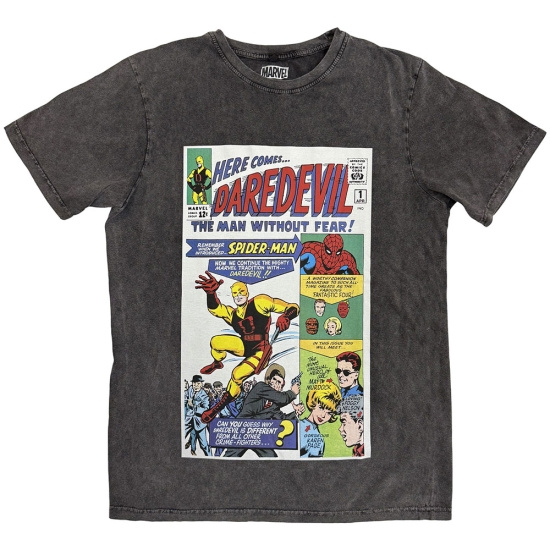 Marvel - Here Comes Daredevil Comic Stone Wash Uni Char T-Shirt