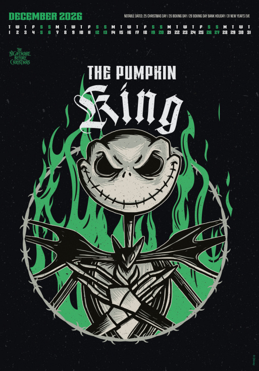 The Nightmare Before Christmas  - 2026 A3 Deluxe Calendar