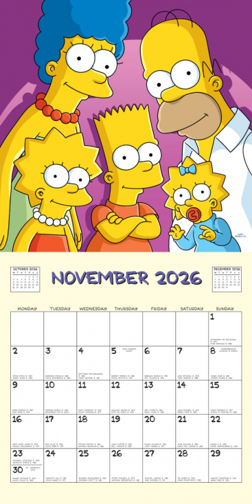 The Simpsons  - 2026 Square Calendar