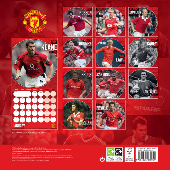 Manchester United Fc Legends  - 2026 Square Calendar