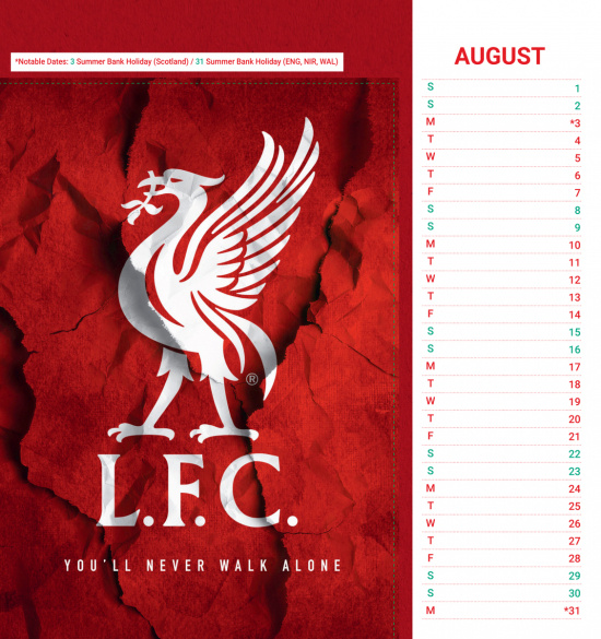 Liverpool Fc - 2026 Desk Easel Calendar