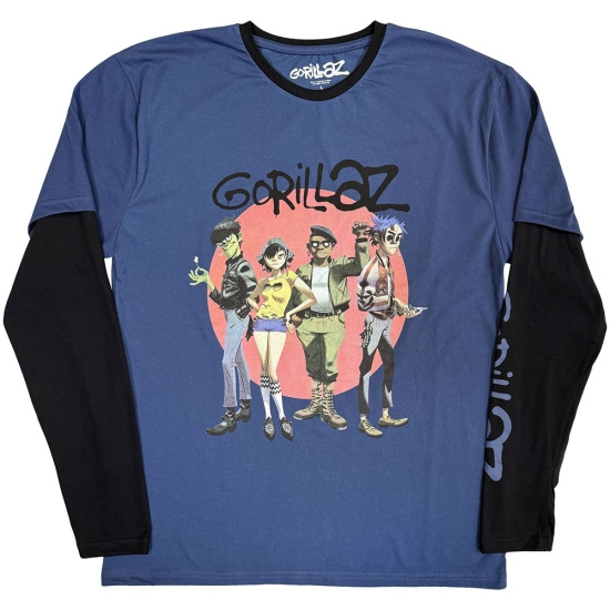 Gorillaz - Group Circle Rise Uni Denim/Bl Layered Longsleeve