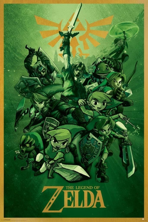 Game Poster - Zelda - Green Links (91,5 X 61 Cm)