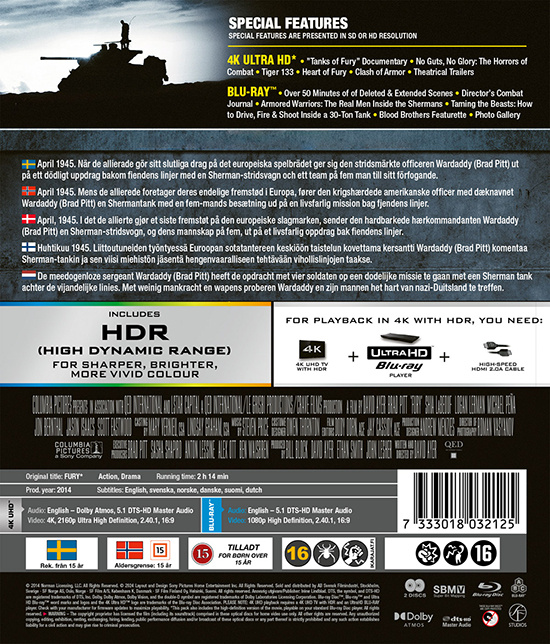 Movie - Fury (4K+Bd) Bnl+Nc