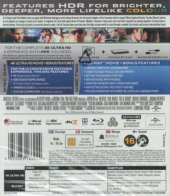 Movie - Fast & Furious 4 (Uhd+Bd) Uhd S-T