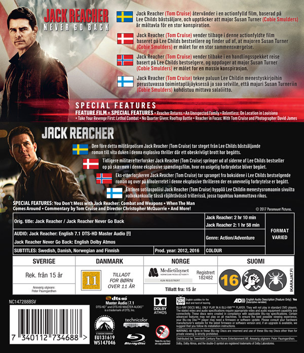 Movie - Jack Reacher 1-2 Bd