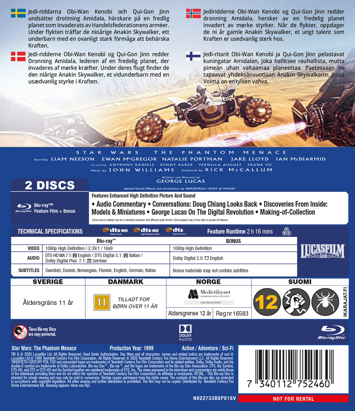 Movie - Star Wars: E1 - Phantom Menace Bd