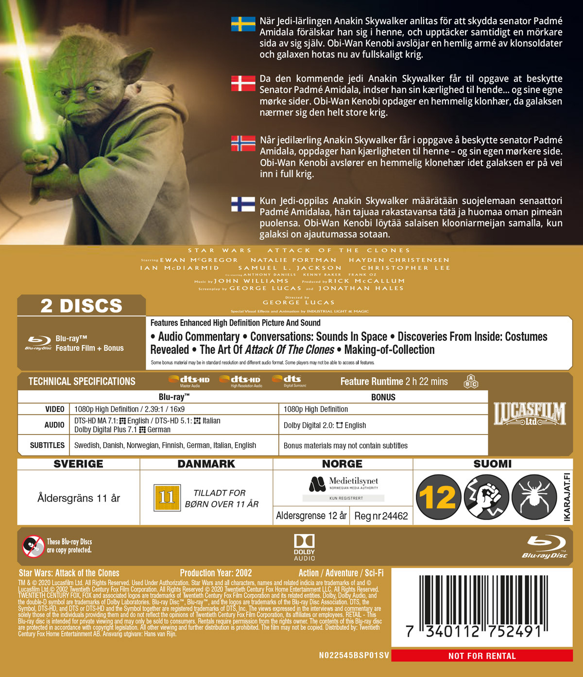 Movie - Star Wars: E2 - Attack Of The Clones Bd