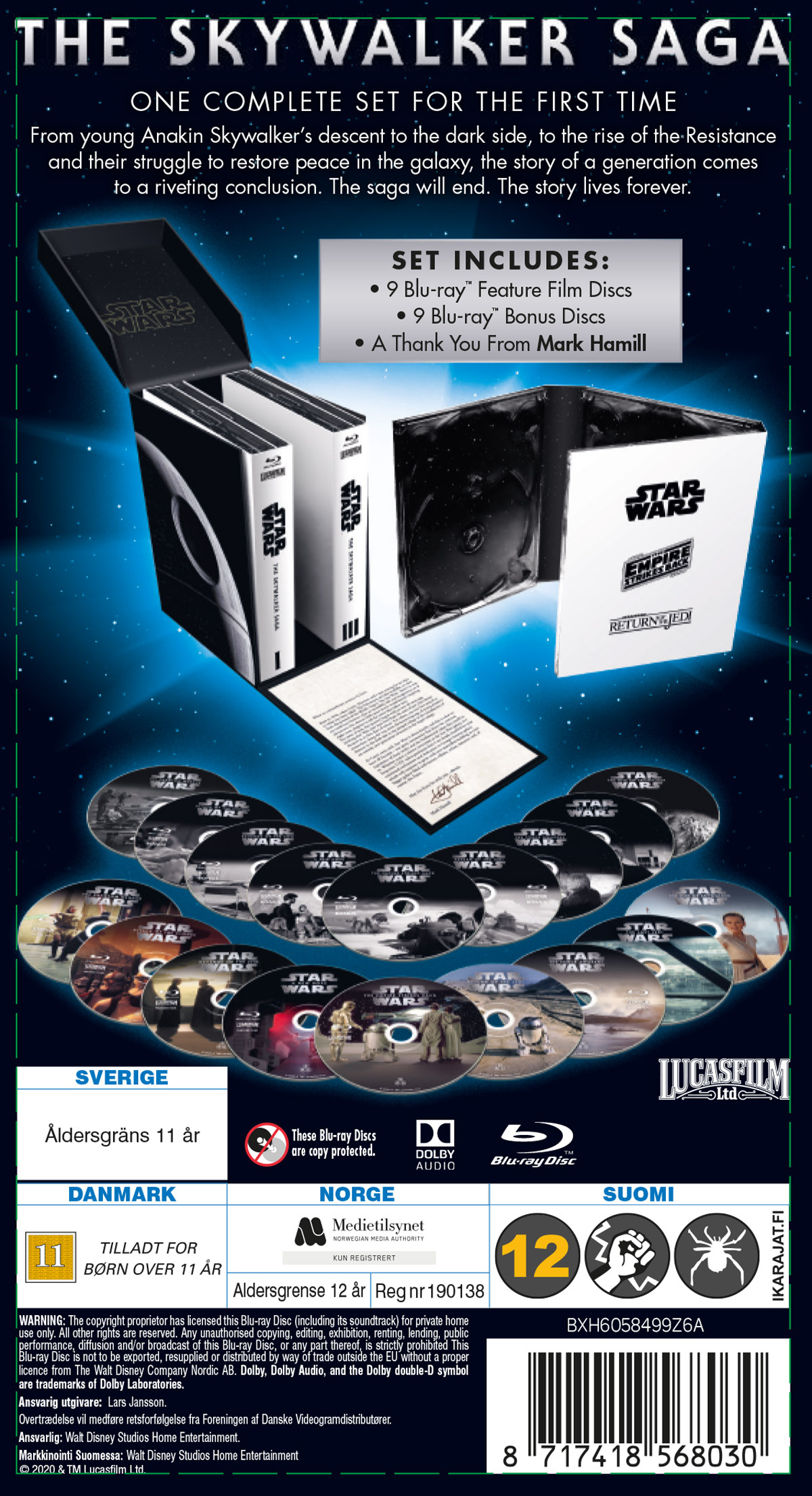 Movie - The Skywalker Saga Sw 1-9 Bd Box/Scandi