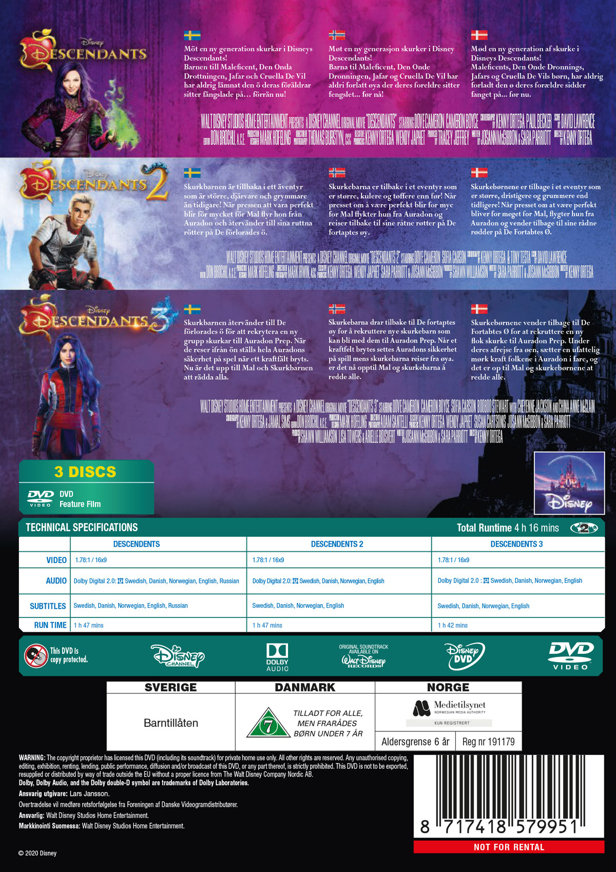 Movie - Descendants 1-3 Dvd/Scandi