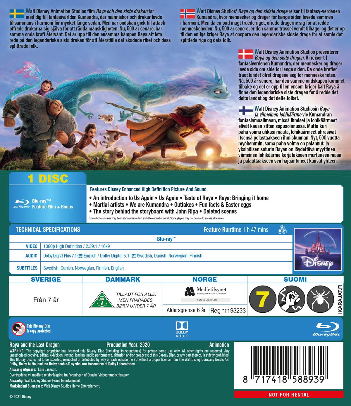 Movie - Raya And The Last Dragon Bd/Scandi