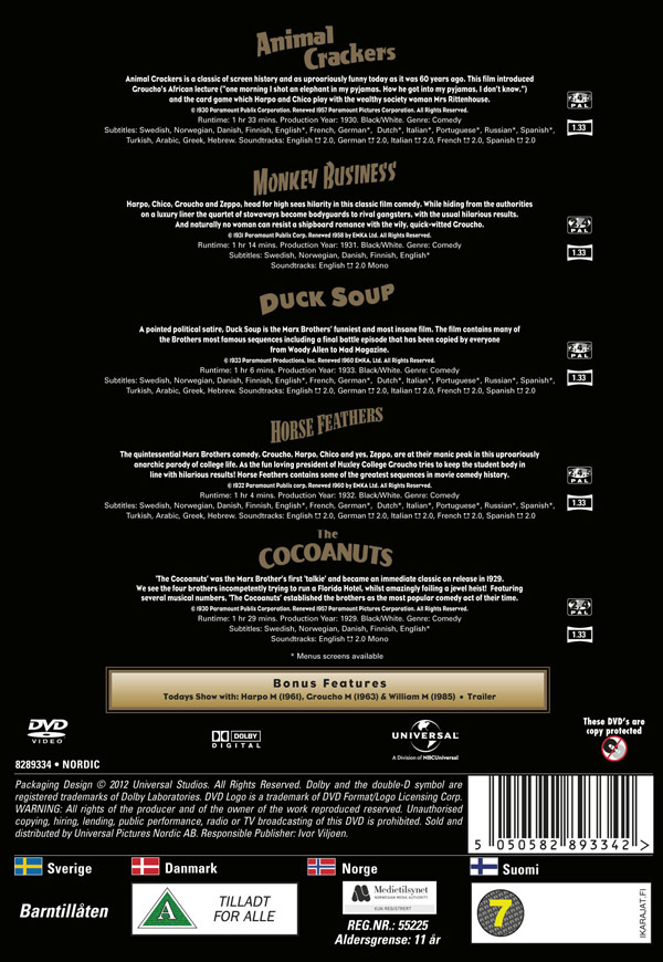 Movie - Marx Brothers Box (Rwk 2012) Dvd S-T