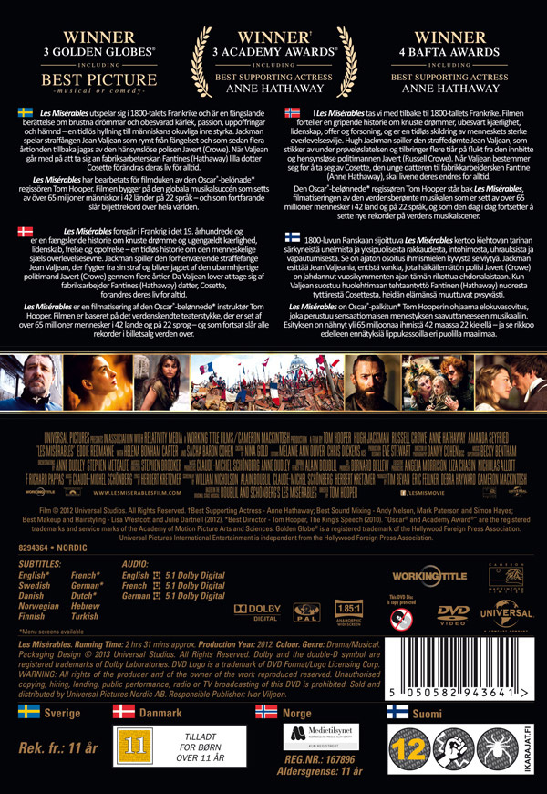 Movie - Les Miserables 2012 (Nordic) Dvd S-T