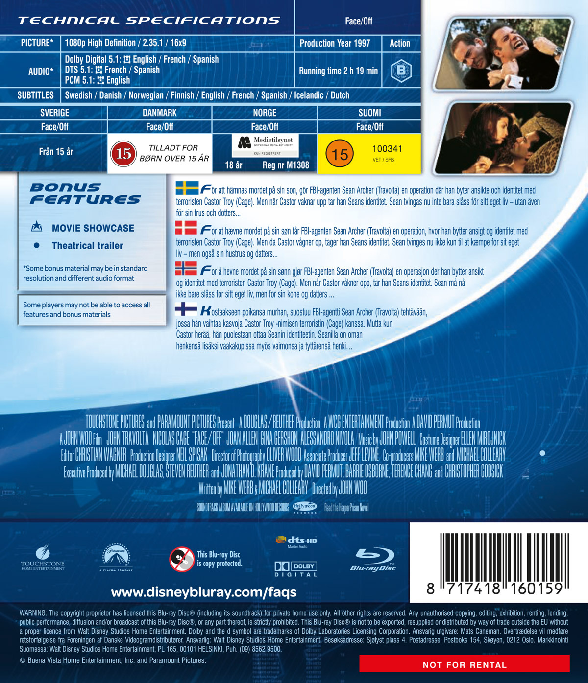 Movie - Face Off - Bd/Scandi