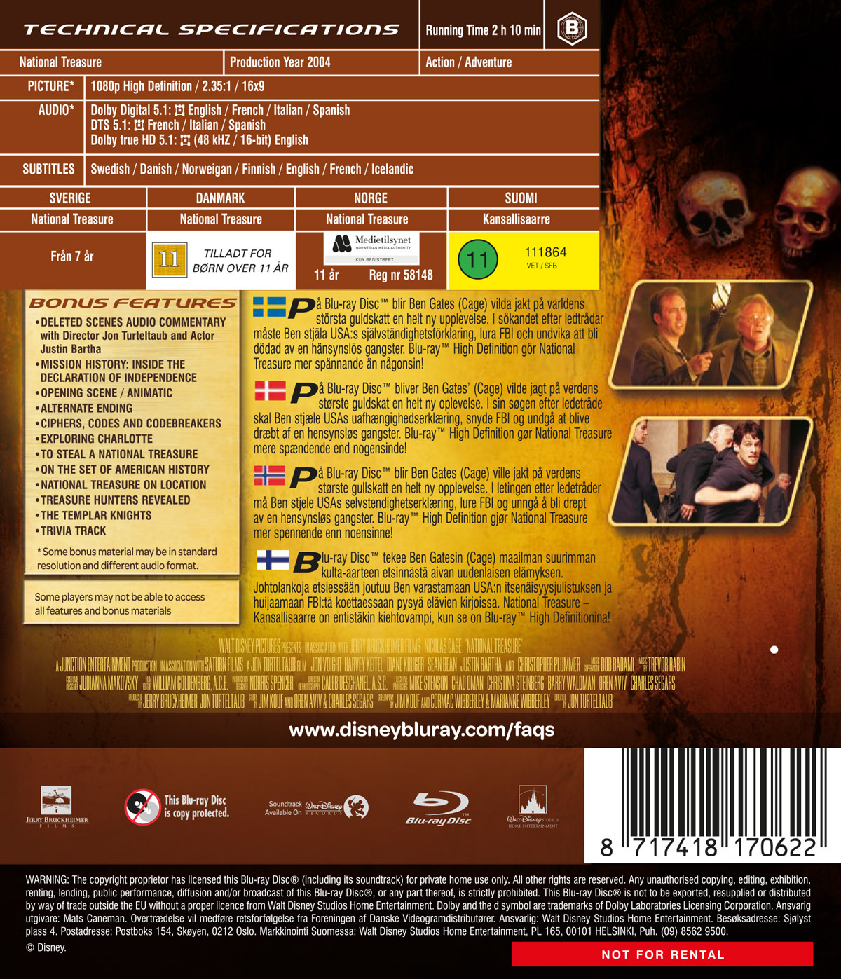 Movie - National Treasure - Bd/Scandi