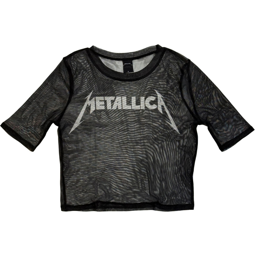 Metallica - Logo Lady Bl Mesh Crop T-Shirt