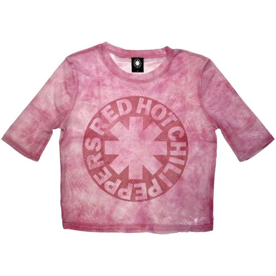 Red Hot Chili Peppers - Asterisk Circle Lady Pink Mesh Crop T-Shirt