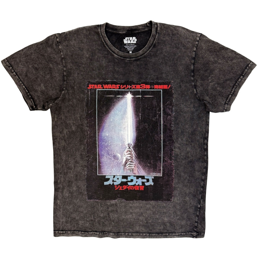 Star Wars - Rotj Japanese Poster Stone Wash Uni Char T-Shirt
