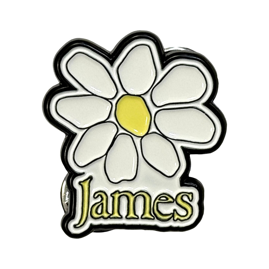 James - Yellow Logo White Daisy Pin Badge