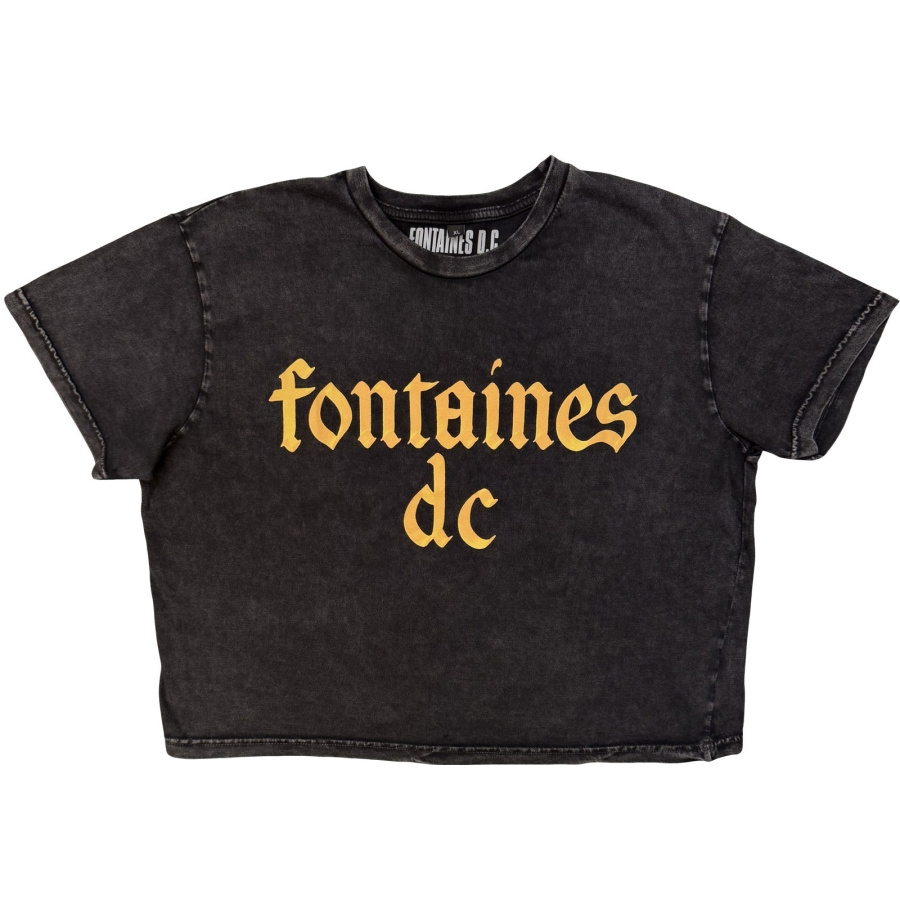 Fontaines D.C. - Gothic Logo Stone Wash Lady Char Crop Top