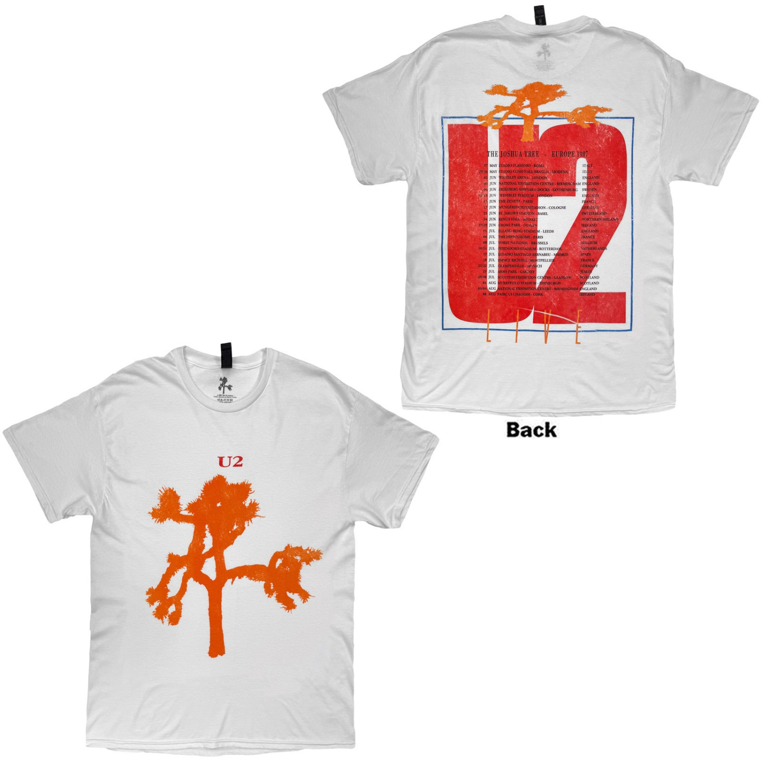 U2 - Joshua Tree European Tour 87 Uni Wht T-Shirt