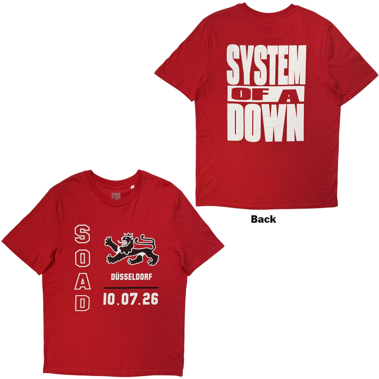 System Of A Down - Dusseldorf Event Tour 26 Uni Red T-Shirt