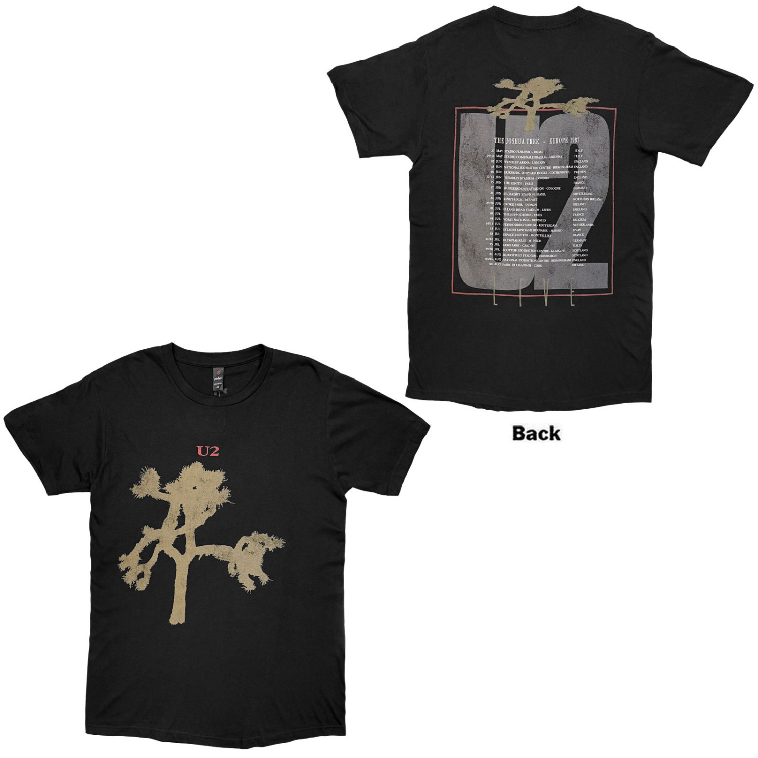 U2 - Joshua Tree European Tour 87 Uni Bl T-Shirt