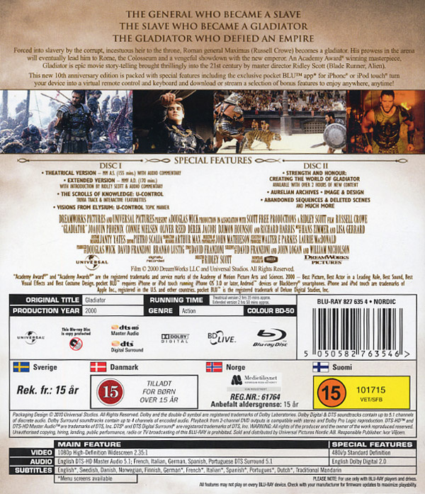 Movie - Gladiator (2000) 10Th Anniv Ed Bd S-T